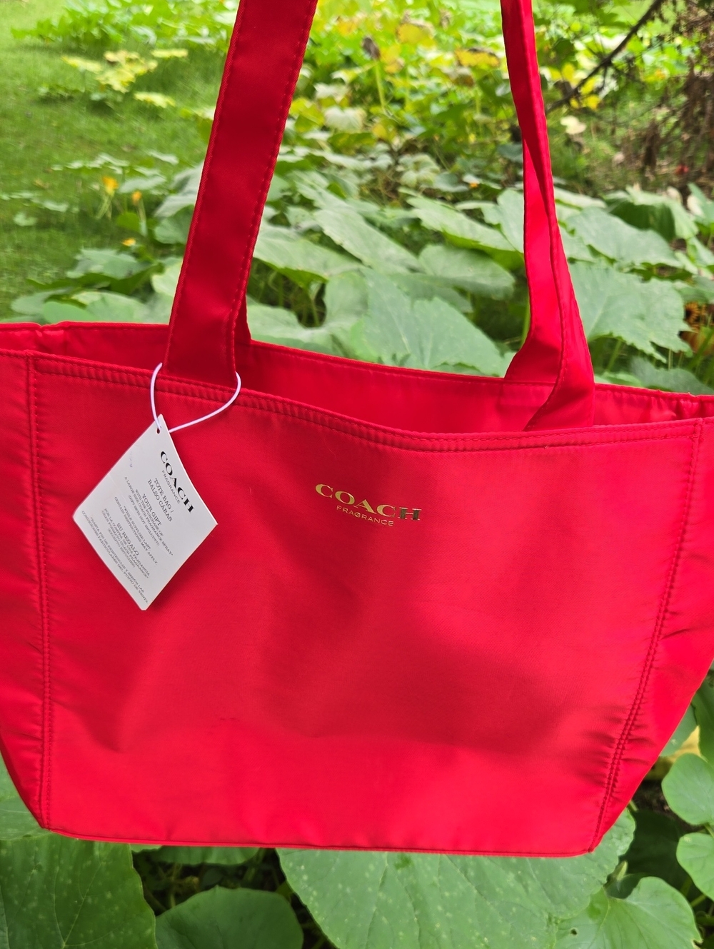 NWT Coach Bright Red Tote with Gold Logo